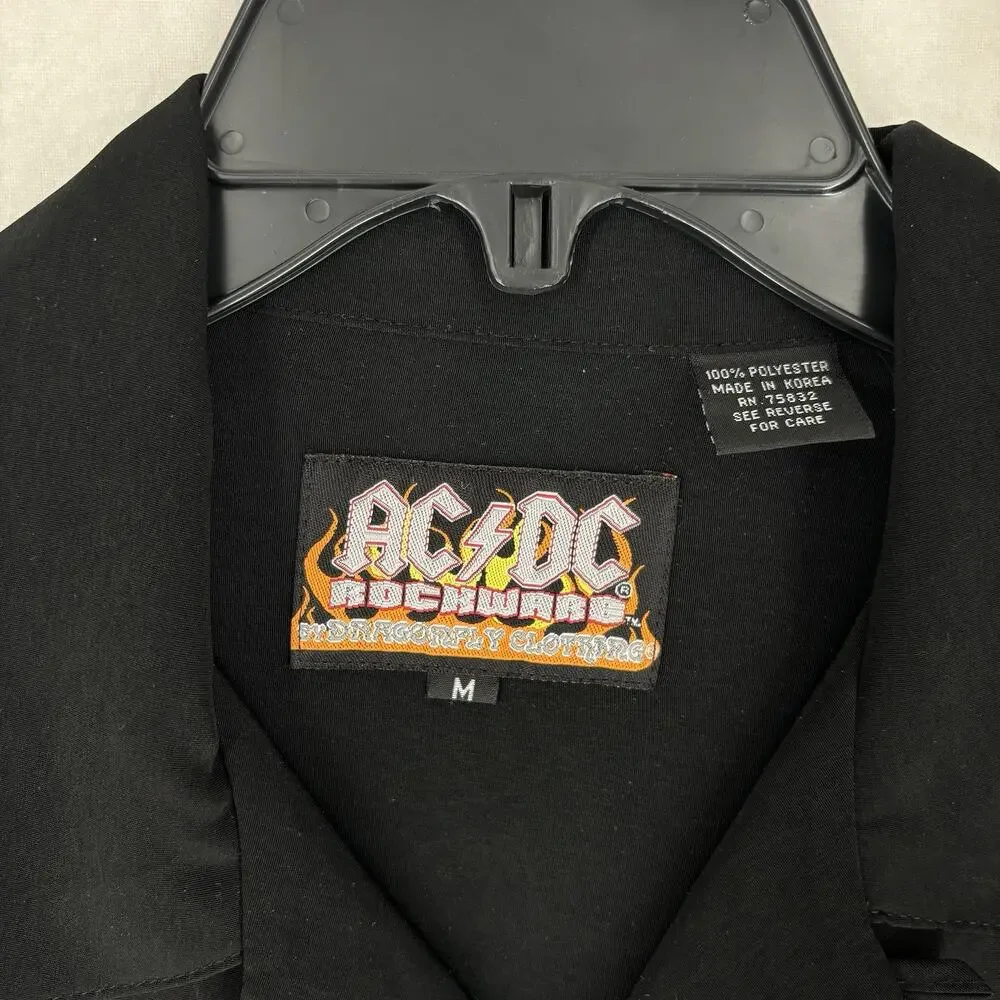 Vintage RARE AC/DC Shirt All Over Print Rockware Dragonfly Clothing Men's Medium